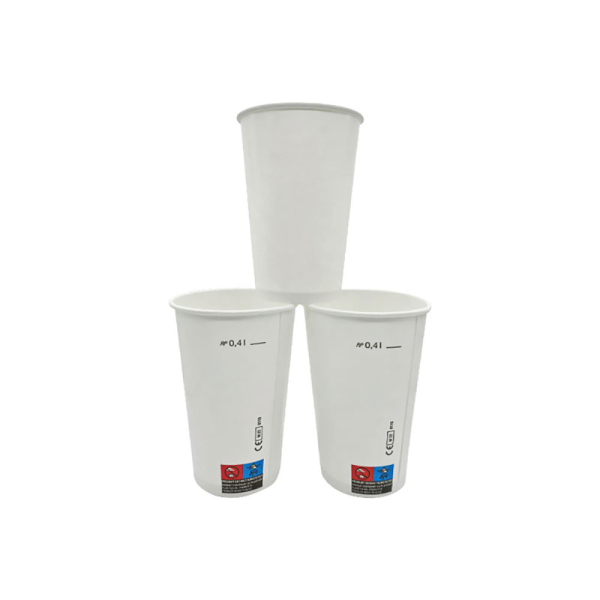Pappbecher Trinkbecher Ausschankbecher 0,4 l weiß (50 Stk.)